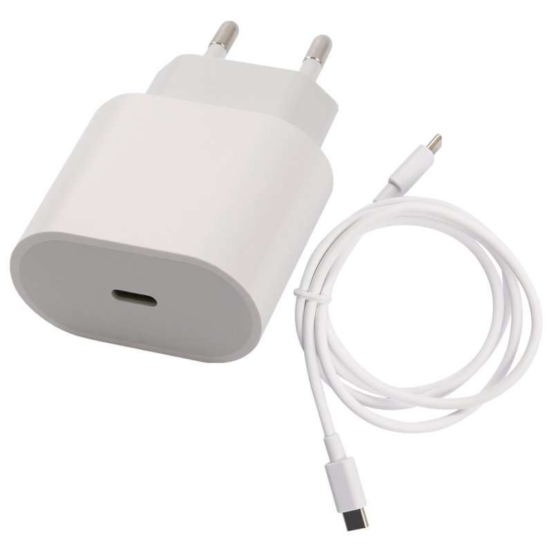 УЗУ блок-сеть_выход USB Type-C 3000 mA + usb кабель Type-C_Red Line_PD1-5A_PD 25W_белый