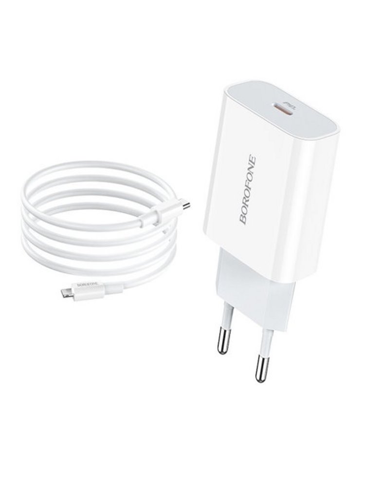 УЗУ блок-сеть_выход USB Type-C 3000 mA_+ usb кабель Type-C на Lightning_HOCO_BA38A_белый