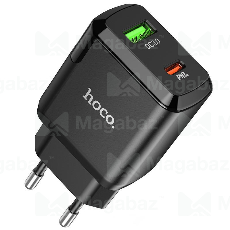 УЗУ блок-сеть_выходы USB Type-C 3000 mA/USB 3000 mA_HOCO_N5_черный