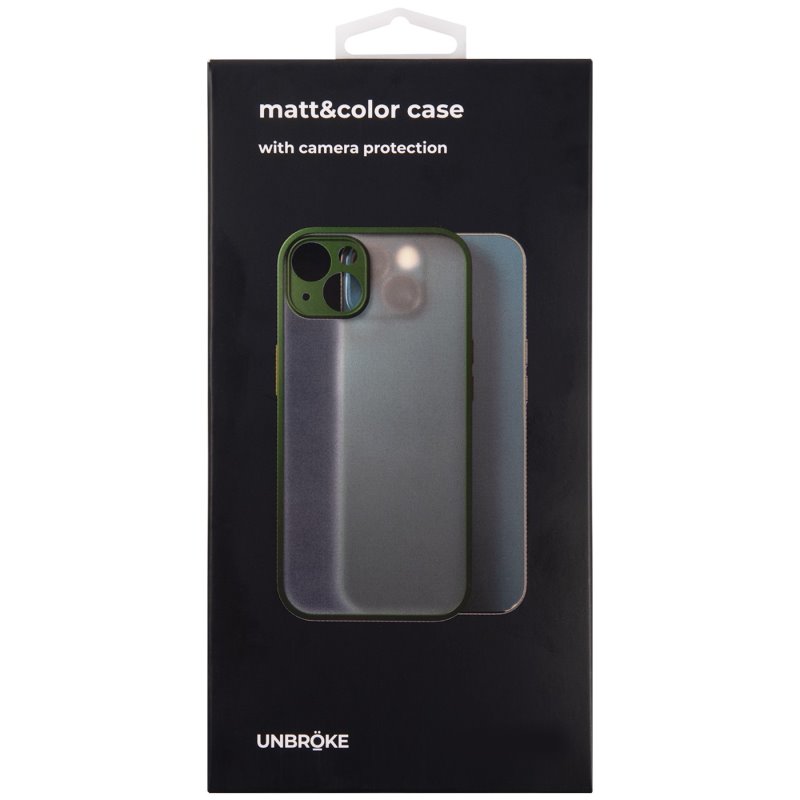 Накладка для_Apple-- iPhone 13_1.003_TPU_UNBRÖKE_с ЗАЩИТОЙ КАМЕРЫ_матовый_зеленый