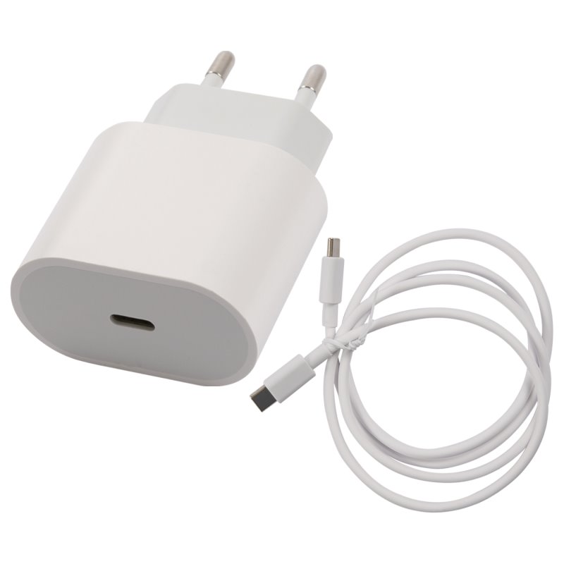 УЗУ блок-сеть_выход USB Type-C 3000 mA + usb кабель Type-C_Red Line_PD1-3A_PD 20W_белый