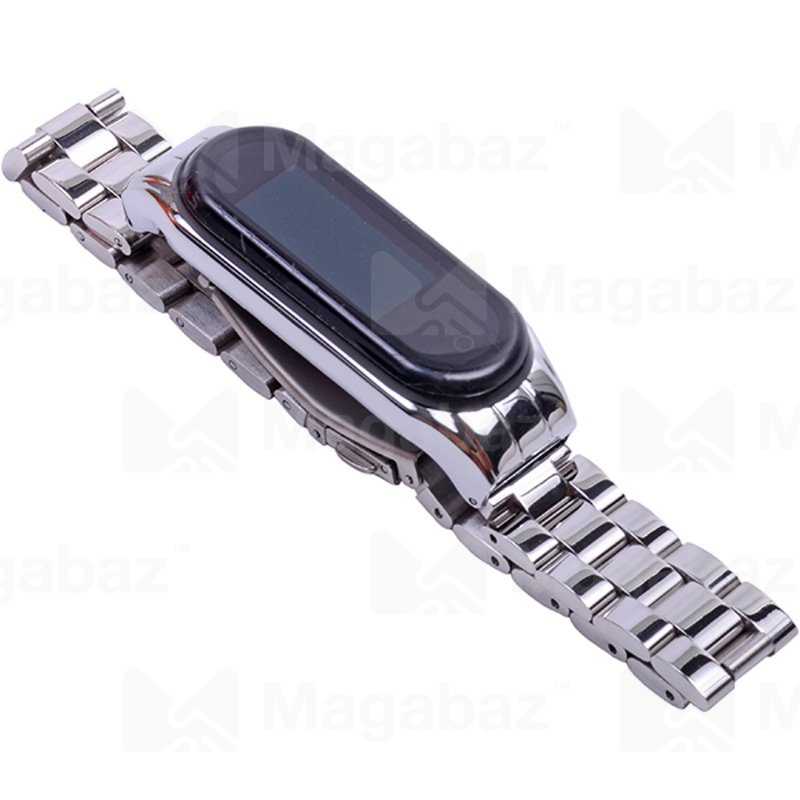 Браслет на руку для_Xiaomi-- Mi Band 4 * Mi Band 3_No Name_металлический_Вид №3_серебристый_6