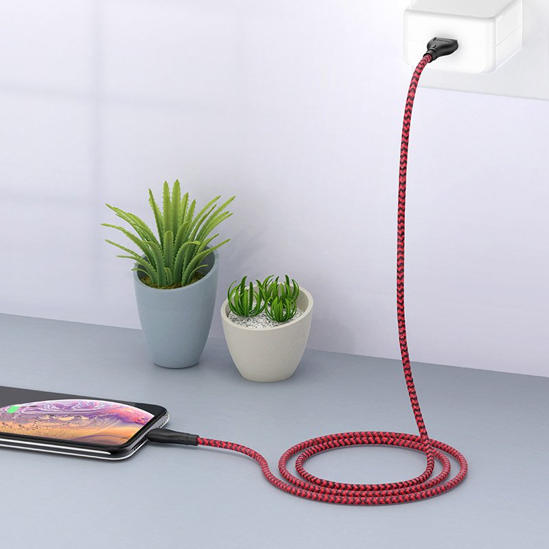 USB-кабель_Apple-- Lightning_Borofone_BX39_нейлоновая оплетка_красный_1м