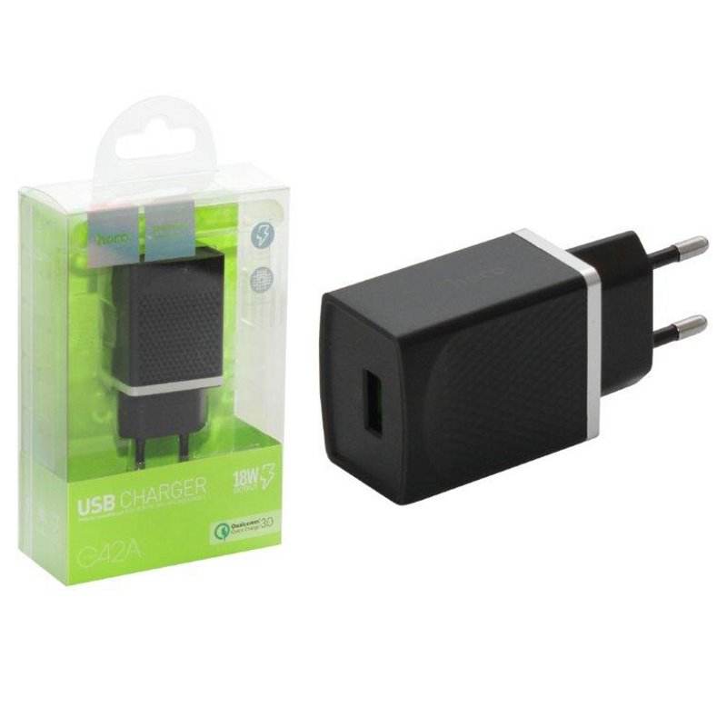 УЗУ блок-сеть_выход USB 3000 mA_HOCO_С42А_черный