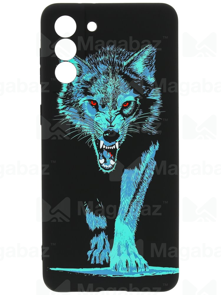 Накладка для_Samsung-- S22 Plus_1.095-1_Helsen_с защитой КАМЕРЫ_животные_J74_волк бирюза