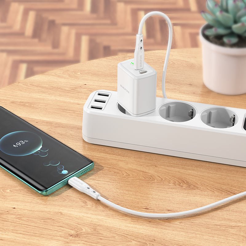 УЗУ блок-сеть_выходы USB Type-C 3000 mA/USB Type-C 3000 mA_+ usb кабель Type-C на Type-C_Borofone_BN
