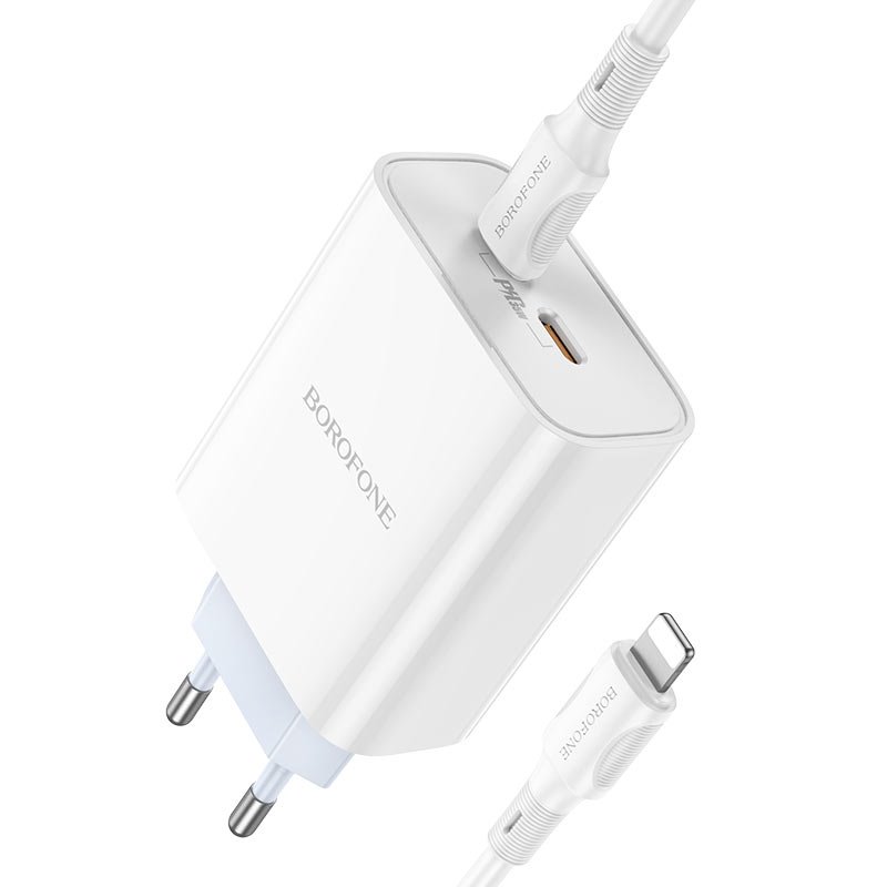 УЗУ блок-сеть_выходы USB Type-C 2100 mA/USB Type-C 2100 mA_+ usb кабель Type-C на Lightning_Borofone