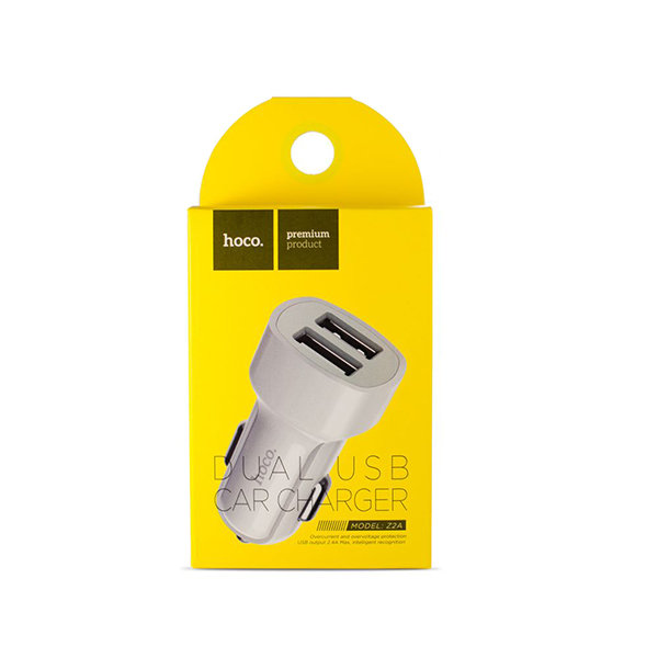 УЗУ_Блок авто_выходы USB 2400 mA/USB 2400 mA_HOCO_Z2A_белый