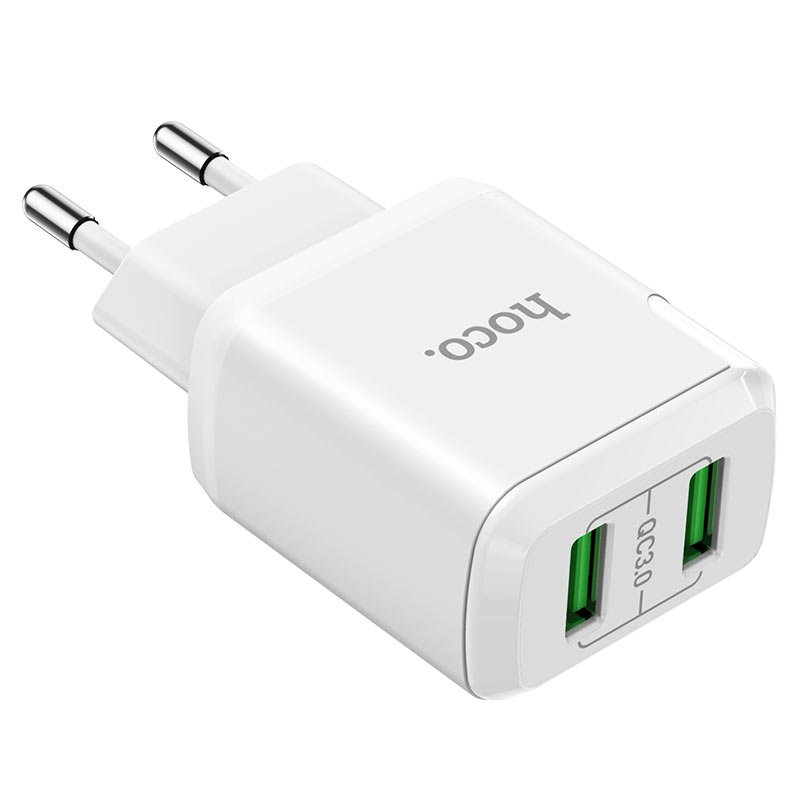 УЗУ блок-сеть_выходы USB 3000 mA/USB 3000 mA_HOCO_N6_белый