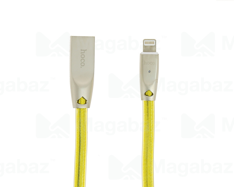 USB-кабель_Apple-- Lightning_HOCO_U9_силиконовый_плоский_с индикатором_золотой_2м