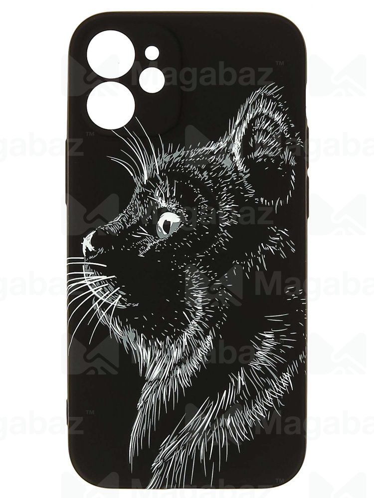 Накладка для_Apple-- iPhone 12 mini_1.095-1_Helsen_с защитой КАМЕРЫ_животные_J71_кошка