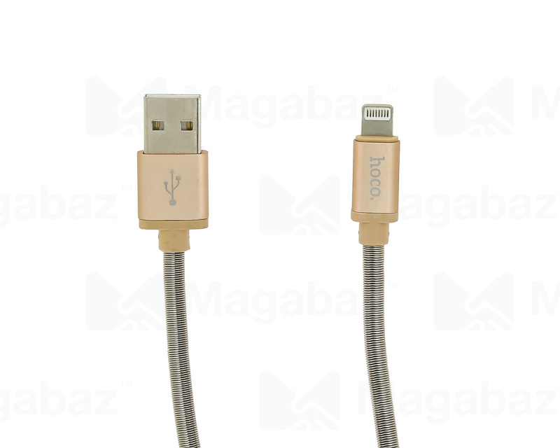 USB-кабель_Apple-- Lightning_HOCO_U5_металический переплет_золотой_1,2м