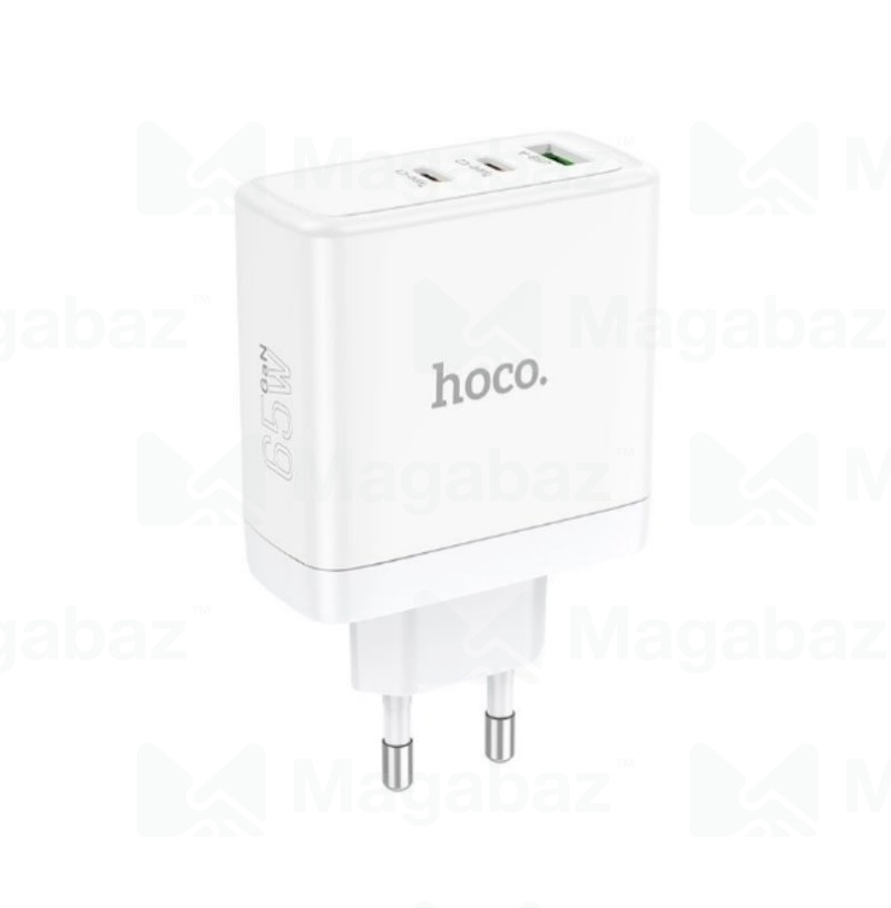 УЗУ блок-сеть_выходы USB Type-C 3000 mA/USB Type-C 3000 mA/USB 3000 mA_HOCO_N30_PD65W_белый