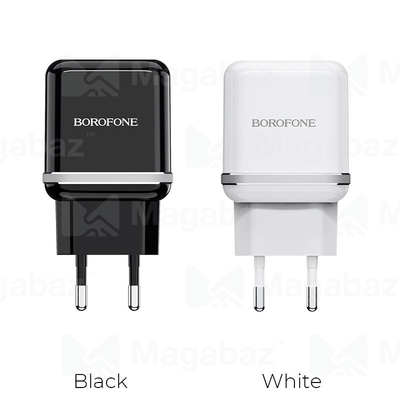 УЗУ блок-сеть_выходы USB 2400 mA/USB 2400 mA_Borofone_BA25A_белый