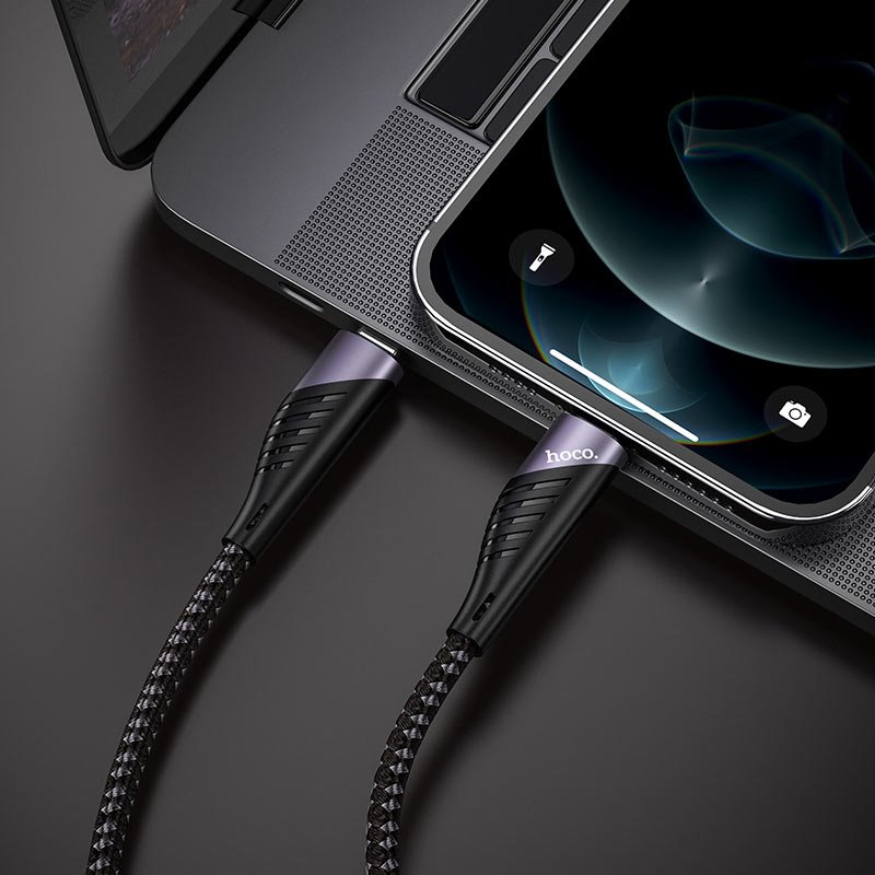 USB-кабель_Apple-- Lightning_HOCO_U95_нейлоновая оплетка_черный_1,2м