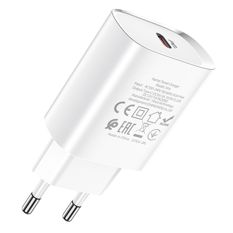УЗУ блок-сеть_выход USB Type-C 3000 mA_HOCO_N14 PD_белый