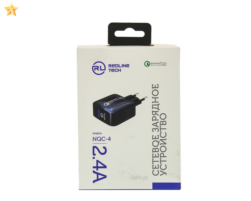 УЗУ блок-сеть_выход USB 2400 mA_Red Line_NQC-4_чёрный_QC