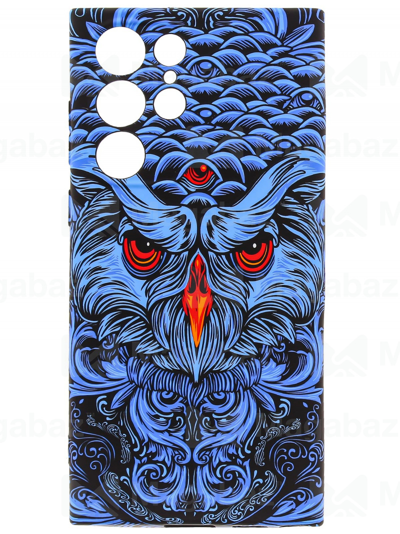 Накладка для_Samsung-- S22 Ultra_1.095-1_Helsen_с защитой КАМЕРЫ_животные_J69_филин