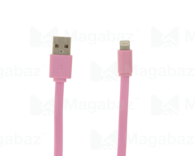 USB-кабель_Apple-- Lightning_Red Line_плоский_розовый_1м