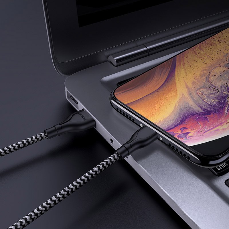 USB-кабель_Apple-- Lightning_Borofone_BX39_нейлоновая оплетка_белый_1м