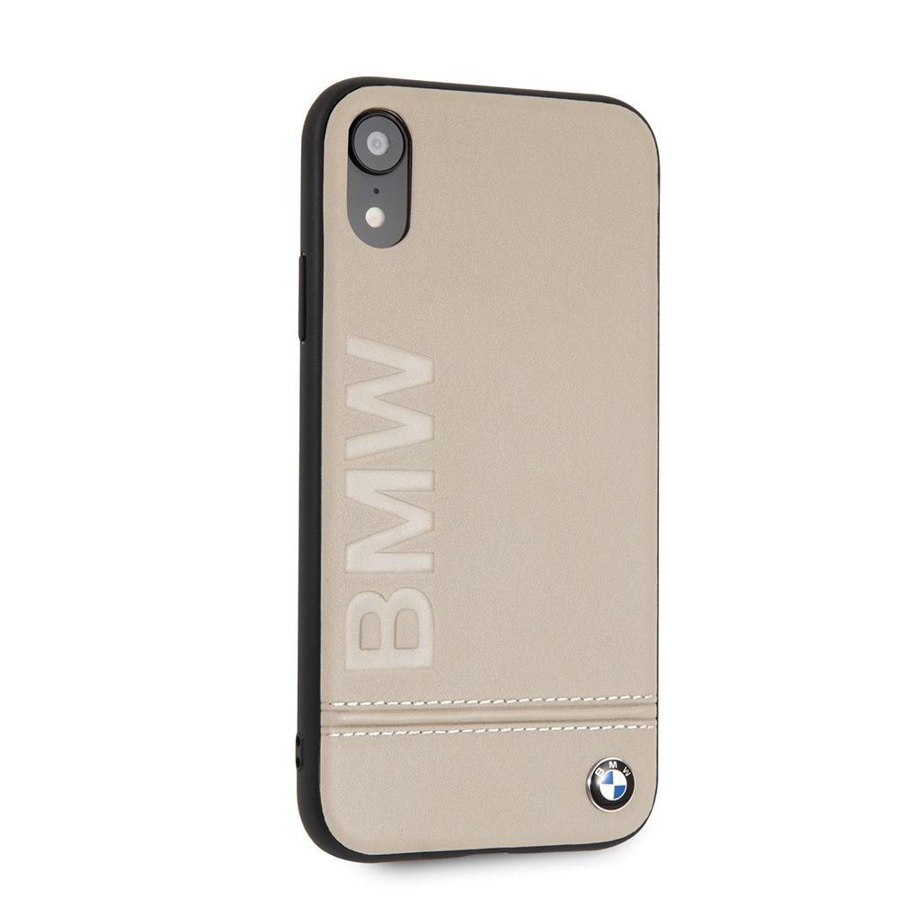 Накладка для_Apple-- iPhone Xr_1.020_CG - mobile_BMW_Leather_Signature Logo imprint Hard_темно-серая
