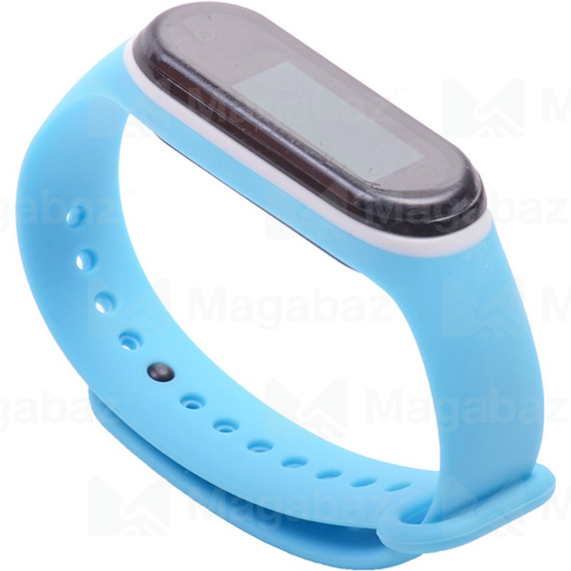 Ремешок на руку для_Xiaomi-- Mi Band 4 * Mi Band 3_No Name_TPU_Вид №1_голубой-бело_18_тех.пак.