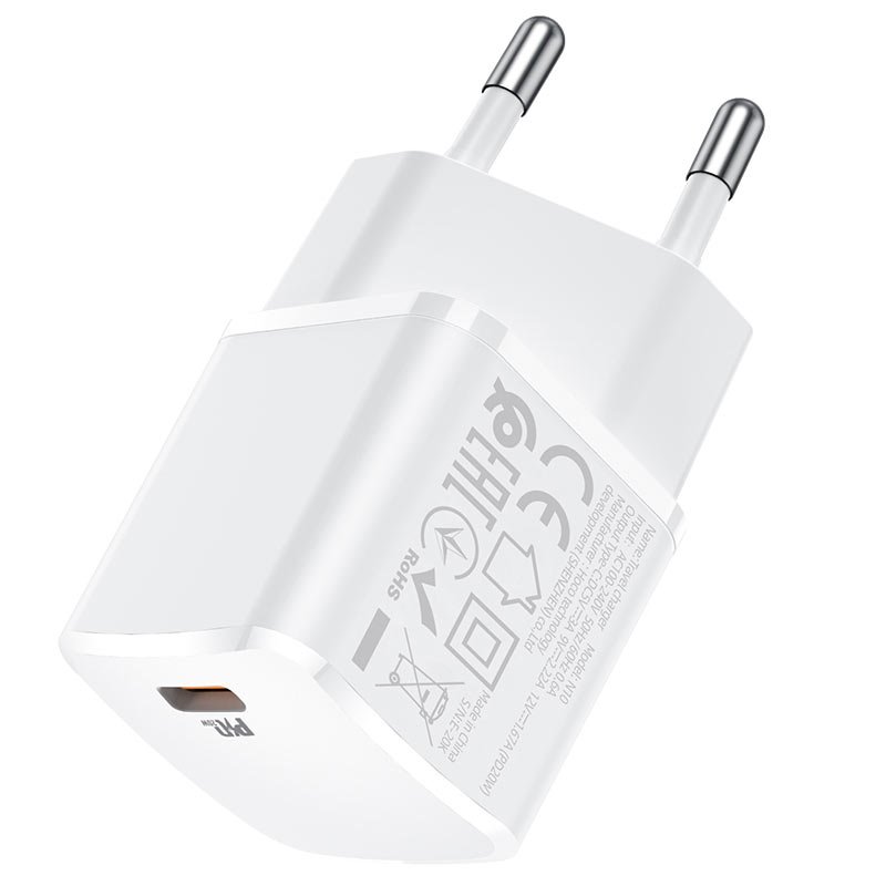 УЗУ блок-сеть_выход USB Type-C 3000 mA_HOCO_N10_белый_QC3.0