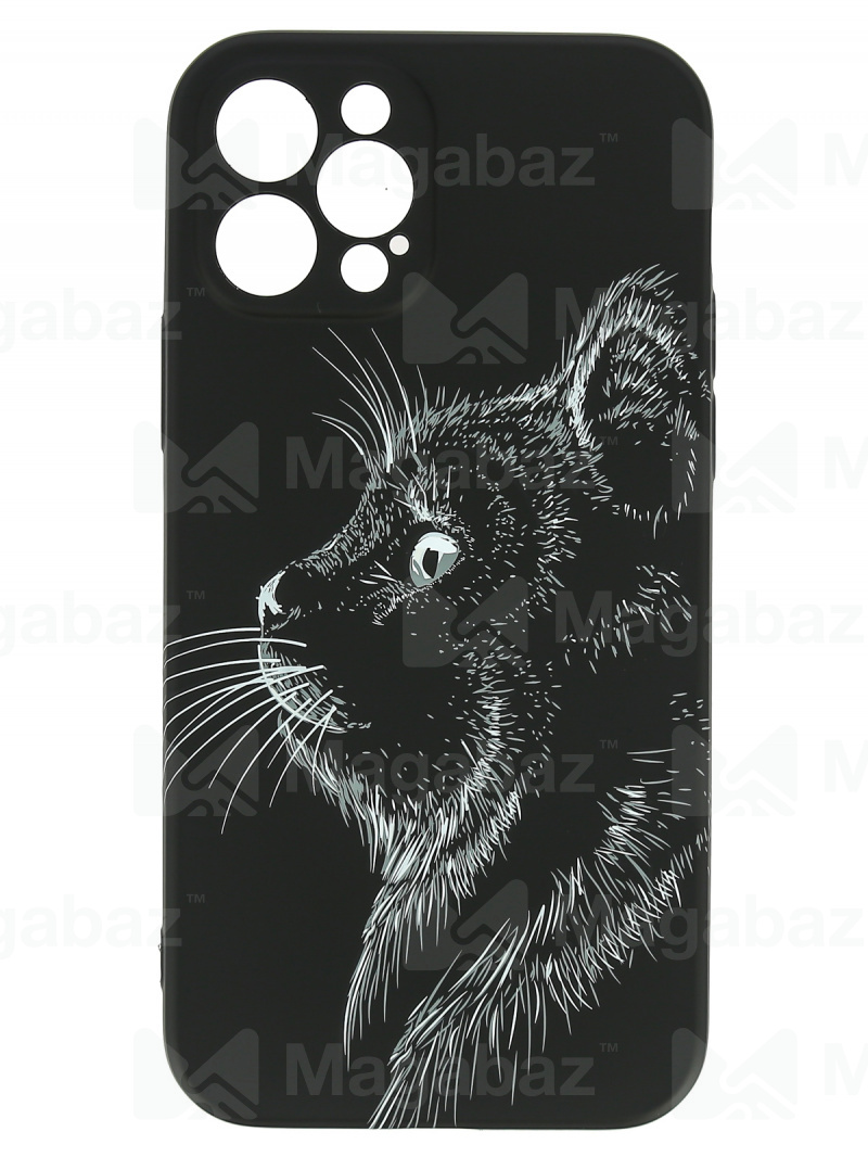 Накладка для_Apple-- iPhone 12 PRO_1.095-1_Helsen_с защитой КАМЕРЫ_животные_J71_кошка