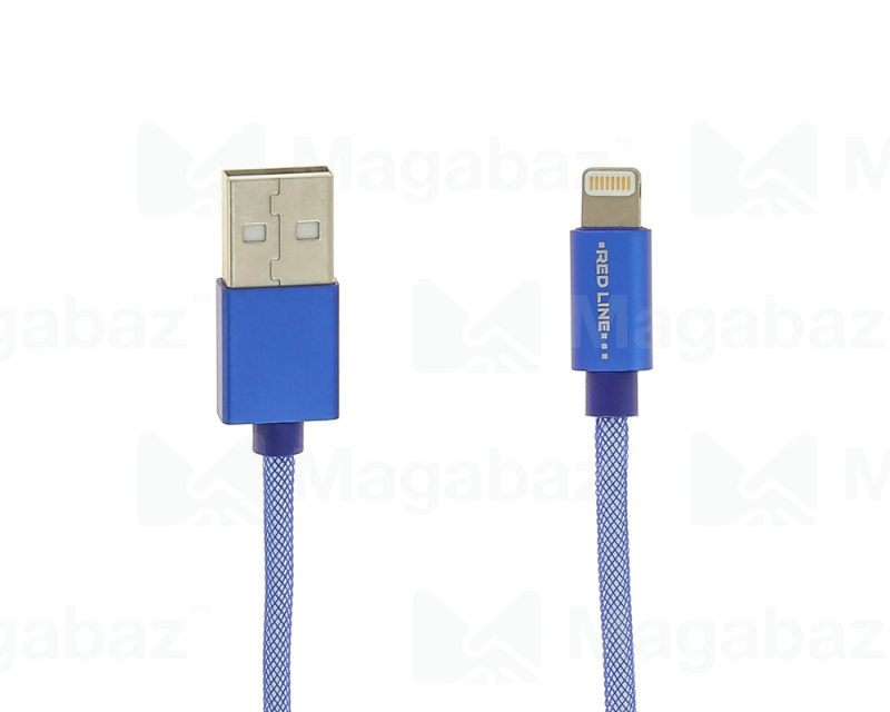 USB-кабель_Apple-- Lightning_Red Line_металический круглый переплет_синий_1м