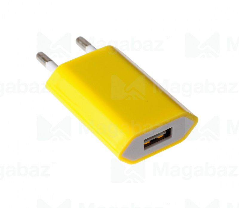 УЗУ блок-сеть_выход USB 1000 mA_No Name п/о_тех-пак_удлиненный_желтый