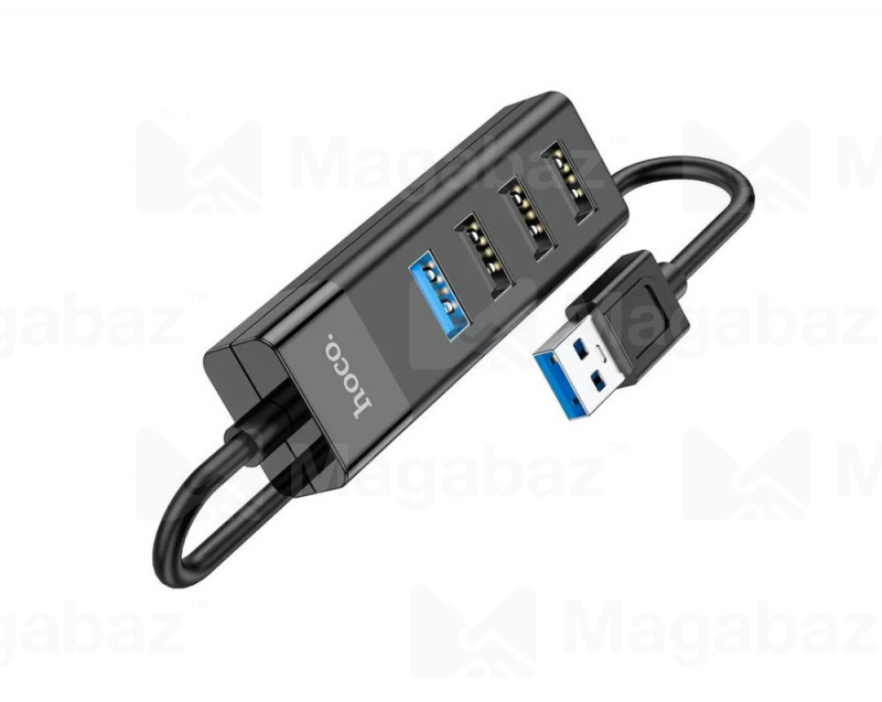 Разветвитель - HUB_USB_выходы USB 3000 mA/USB 3000 mA/USB 2000 mA/USB 2000 mA_Hoco_HB25_черный
