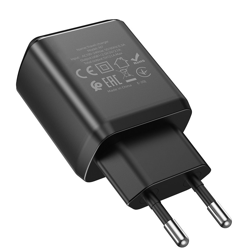 УЗУ блок-сеть_выходы USB 2100 mA/USB 2100 mA_HOCO_N7_черный