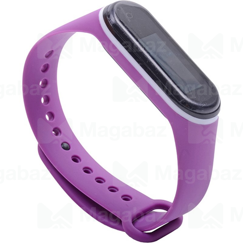 Ремешок на руку для_Xiaomi-- Mi Band 4 * Mi Band 3_No Name_TPU_Вид №1_фиолетовый-бело_12_тех.пак.