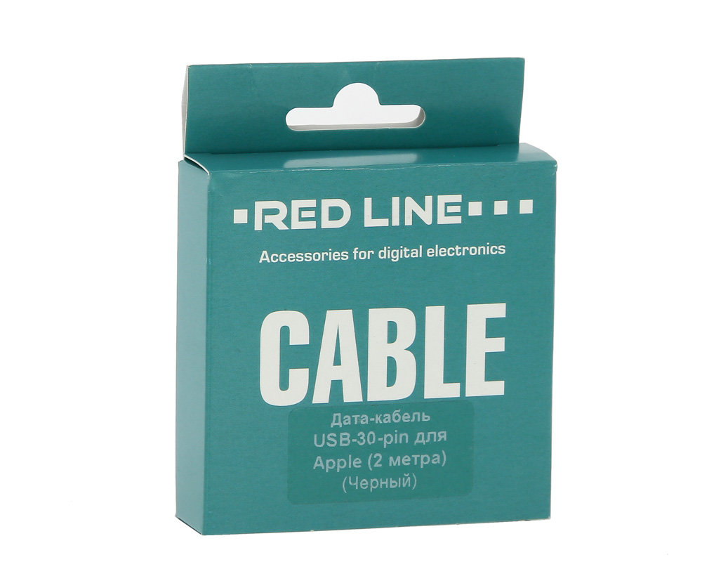 USB-кабель_Apple_(30 pin)_Red Line_черный_2м