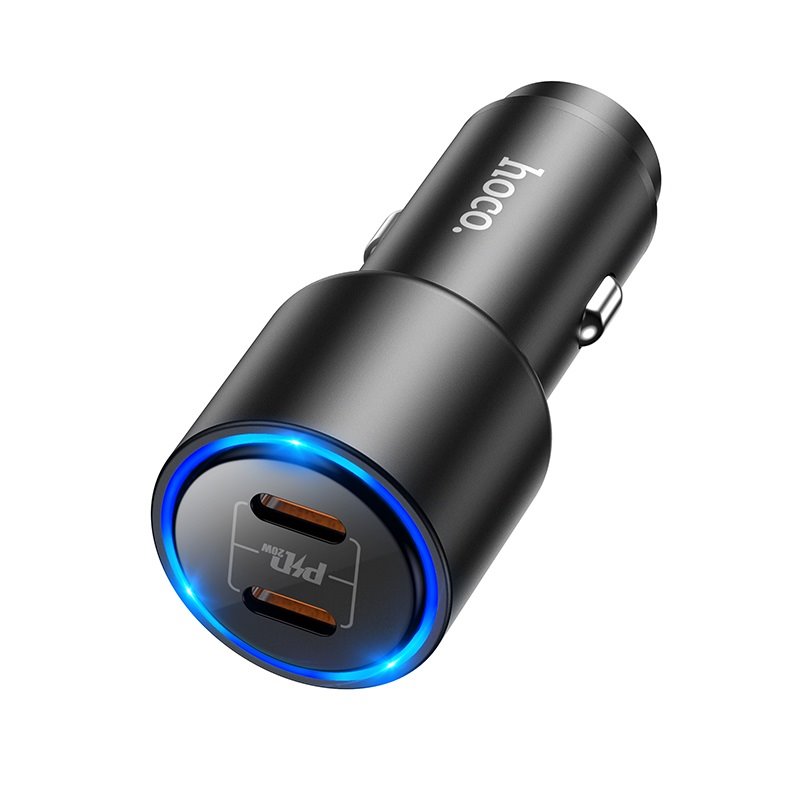 УЗУ_Блок авто_выходы USB Type C 3000 mA/USB Type C 3000 mA_с подсветкой_HOCO_NZ3_черный