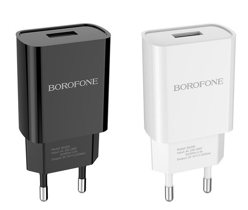 УЗУ блок-сеть_выход USB 2100 mA_Borofone_BA20A_черный
