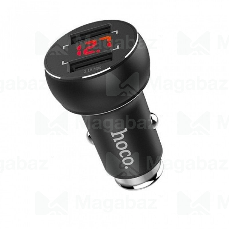 УЗУ_Блок авто_выходы USB 3100 mA/USB 3100 mA_цифровой диплей_HOCO_Z22_черный