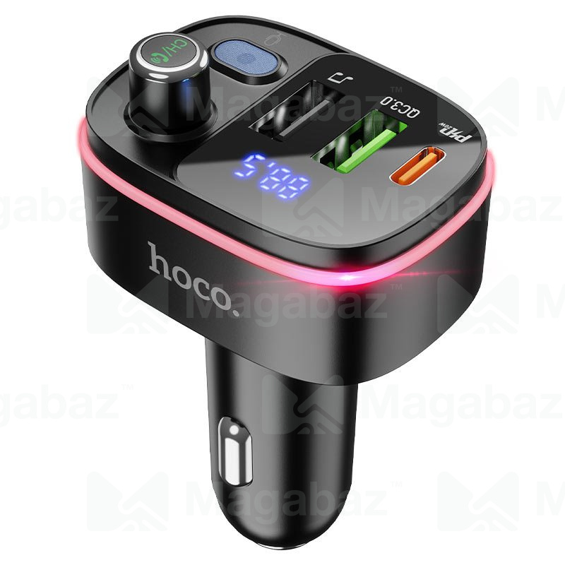 УЗУ_Блок авто_c FM - трансмиттером_выходы USB Type C 3000 mA/USB 3000 mA_цифровой диплей_кнопка отве
