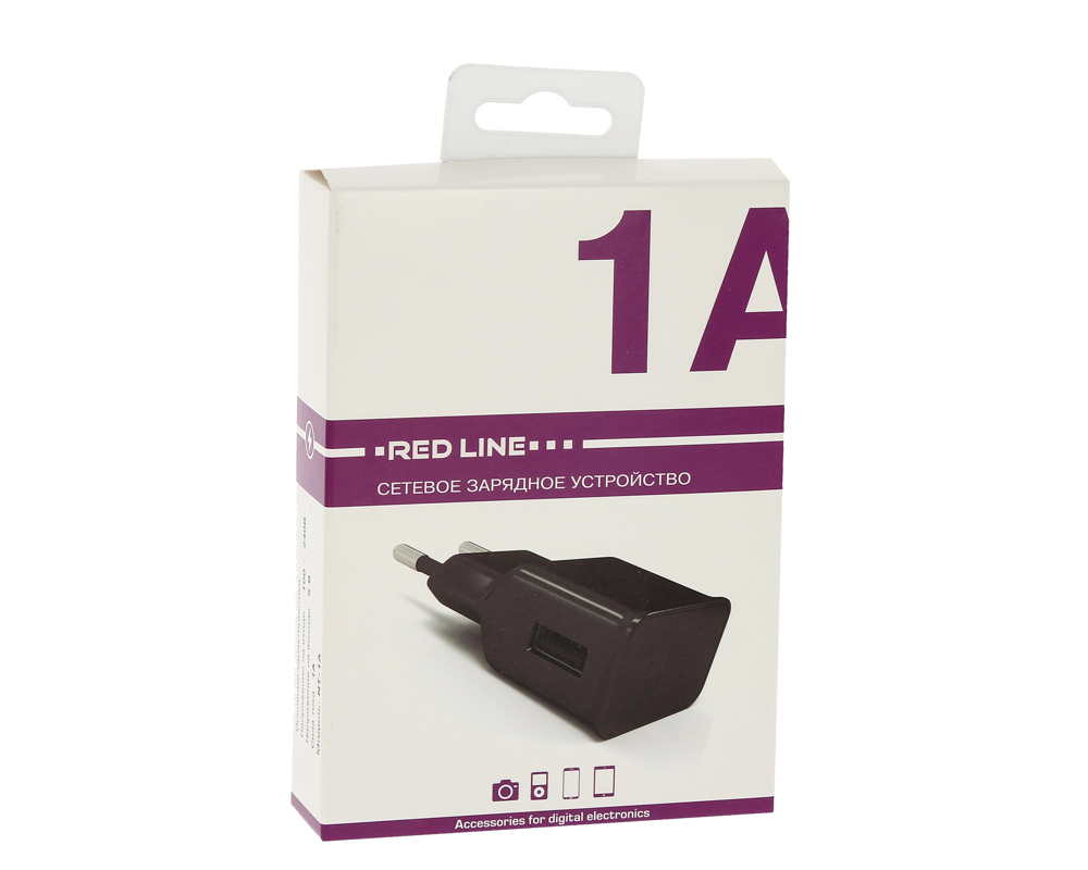 УЗУ блок-сеть_выход USB 1000 mA_Red Line_NT-1A_чёрный