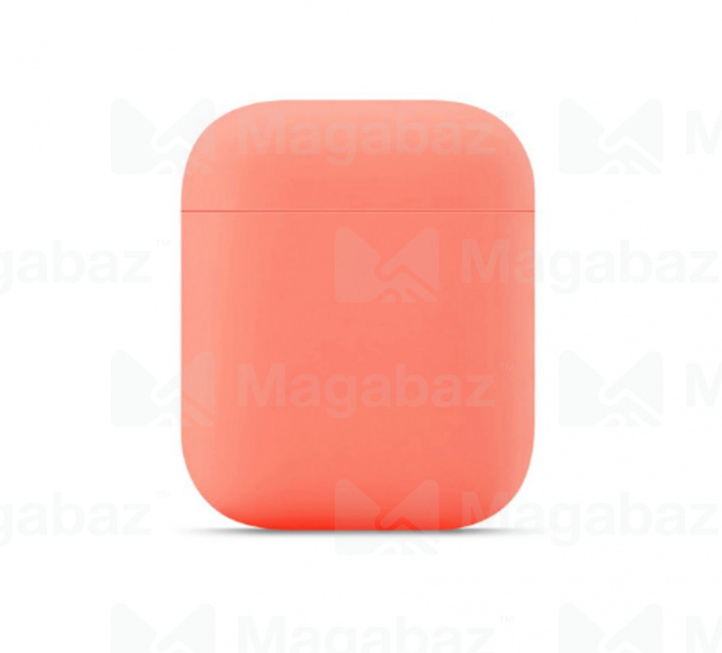 Чехол для наушников_Apple-- AirPods * AirPods 2_Silicone Case_TPU_оранжевый-светло_4