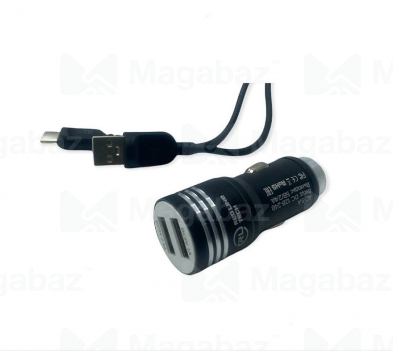 УЗУ_Блок авто_выходы USB 2400 mA/USB 2400 mA + usb Type C 2400 mA_Red Line_Tech 2_AC-5A_черный