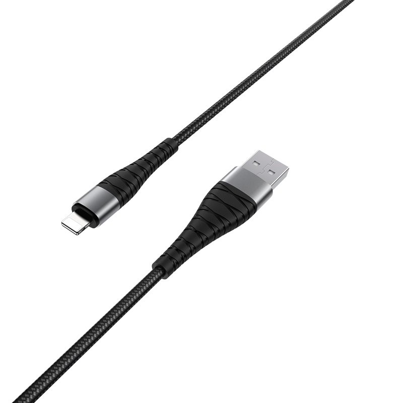 USB-кабель_Apple-- Lightning_Borofone_BX32_нейлоновая оплетка_алюминиевый сплав_черный_1м