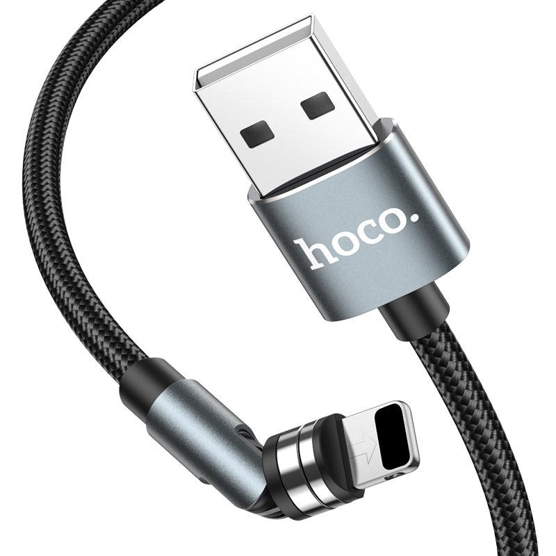 USB-кабель_Apple-- Lightning_HOCO_U94_в переплете_с индикатором_черный_1,2м