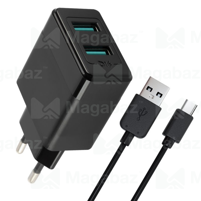 УЗУ блок-сеть_выходы USB 2400 mA/USB 2400 mA_+ usb кабель Type-C_Red Line_Y1_черный