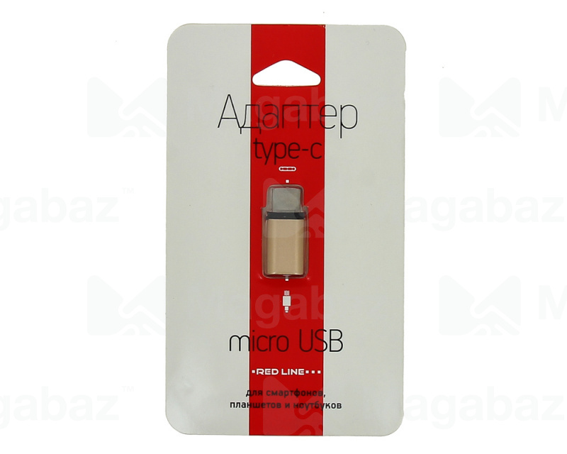 Переходник_micro usb - Type C_Red Line_золотой