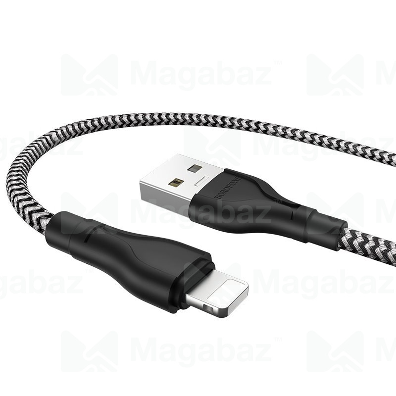 USB-кабель_Apple-- Lightning_Borofone_BX39_нейлоновая оплетка_белый_1м