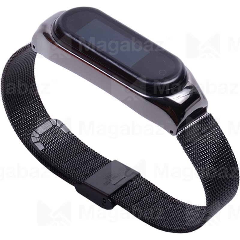 Браслет на руку для_Xiaomi-- Mi Band 4 * Mi Band 3_No Name_металлический_Вид №2_черный_3