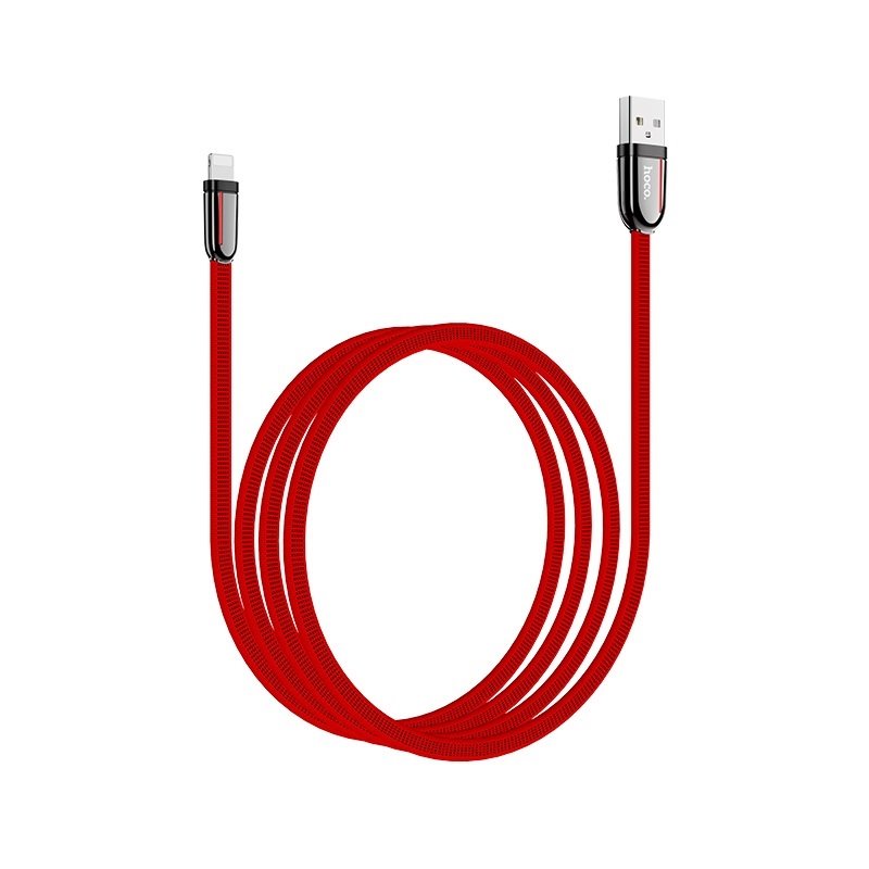 USB-кабель_Apple-- Lightning_HOCO_U74_тканевая оплетка_цинковый сплав_красный_1,2м
