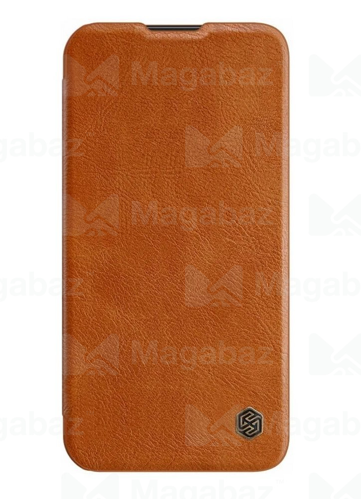 Чехол-книжка для_Apple-- iPhone 14 PRO_1.304_Nilkin_Slider камера_с визитницей_Brown