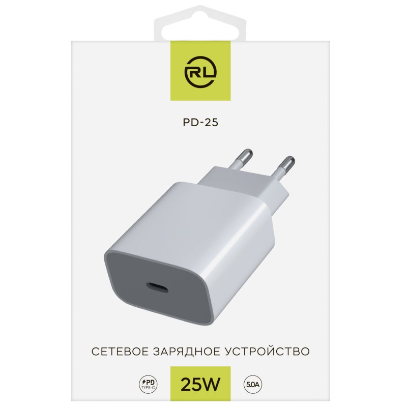 УЗУ блок-сеть_выходы USB Type-C 3000 mA_Red Line_PD-25_белый